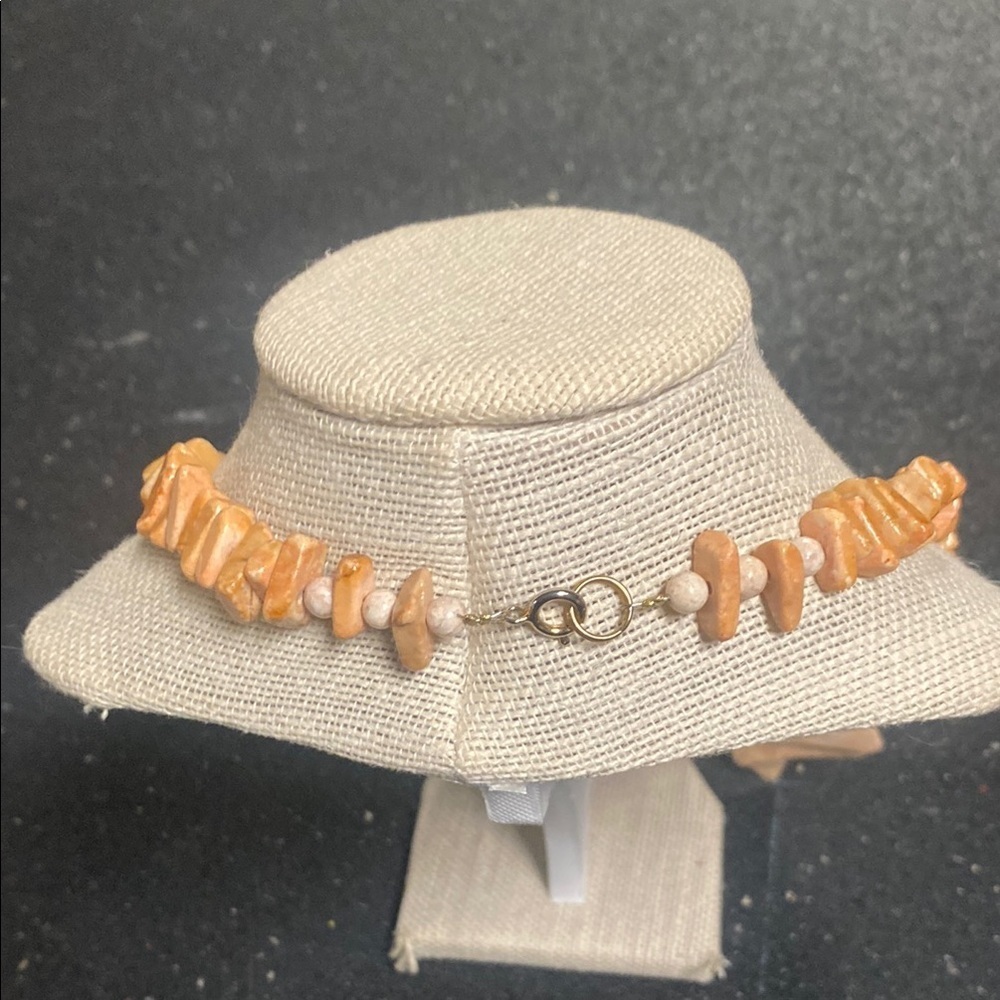 Elegant Tan Stone Necklace and Earring Set - Picture 6 of 8